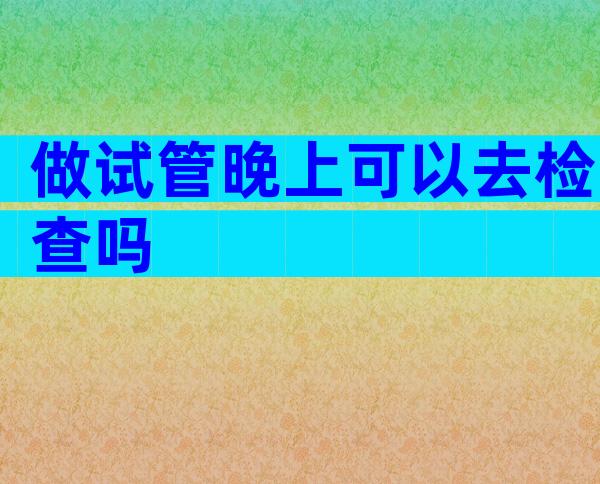 做试管晚上可以去检查吗