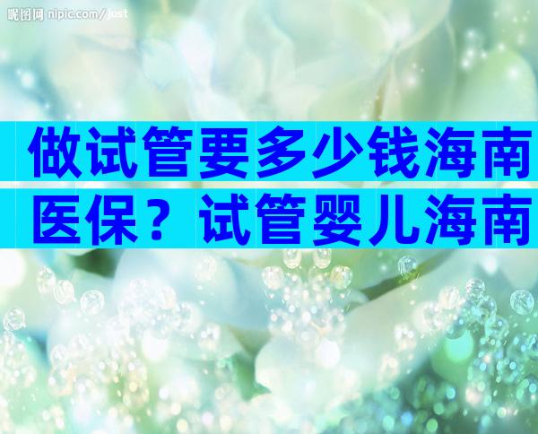 做试管要多少钱海南医保？试管婴儿海南哪家医院做好？