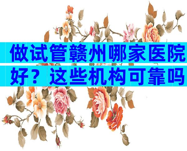 做试管赣州哪家医院好？这些机构可靠吗？