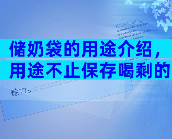 储奶袋的用途介绍，用途不止保存喝剩的母乳一种