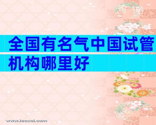 全国有名气中国试管机构哪里好