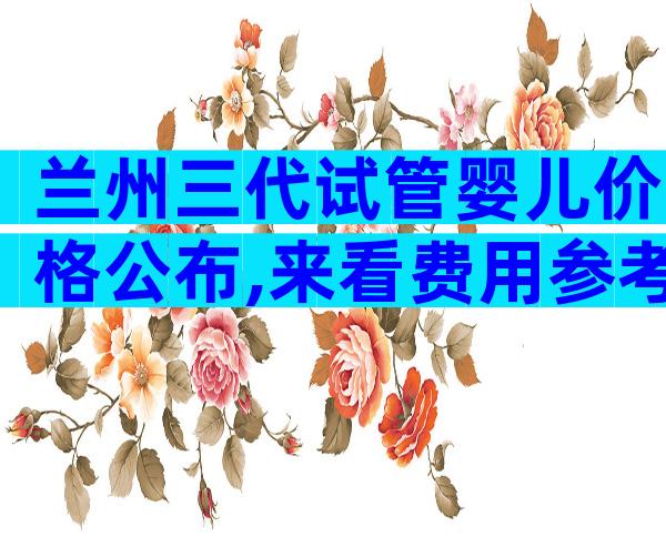 兰州三代试管婴儿价格公布,来看费用参考