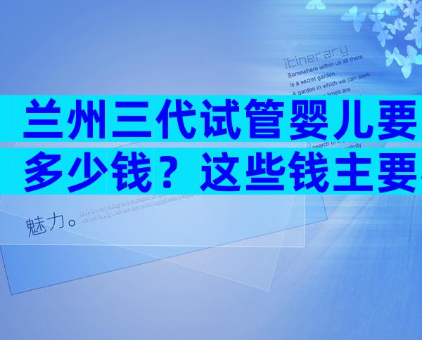 兰州三代试管婴儿要多少钱？这些钱主要花在哪？