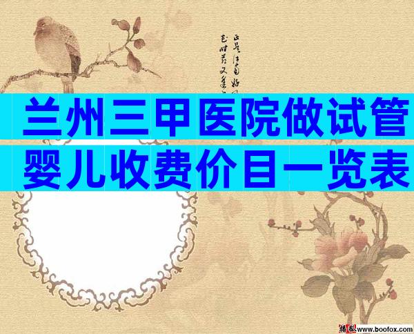 兰州三甲医院做试管婴儿收费价目一览表