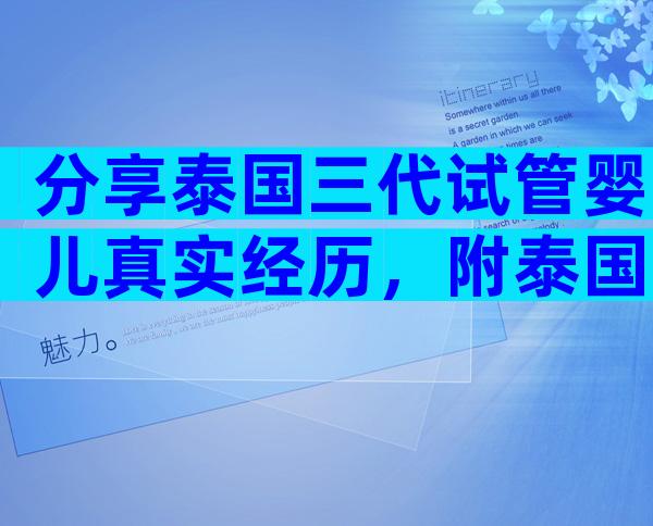 分享泰国三代试管婴儿真实经历，附泰国试管流程一览