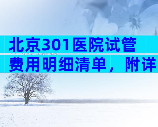 北京301医院试管费用明细清单，附详细收费清单参考！