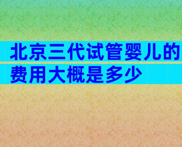北京三代试管婴儿的费用大概是多少