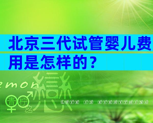 北京三代试管婴儿费用是怎样的？