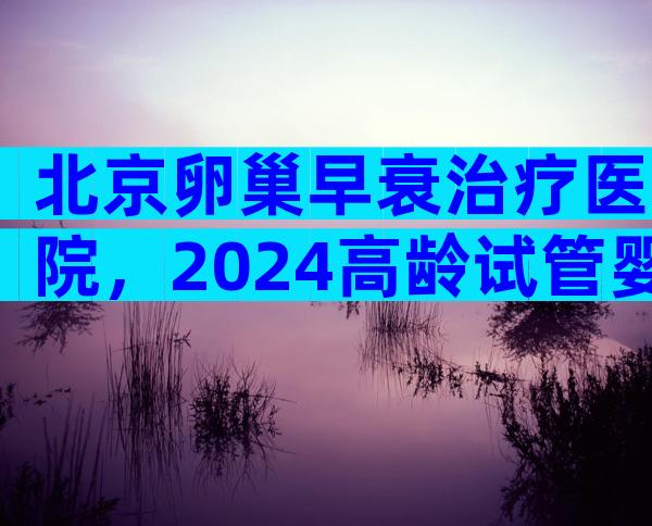 北京卵巢早衰治疗医院，2024高龄试管婴儿生子实用指南