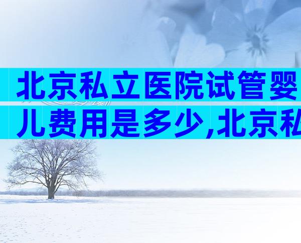 北京私立医院试管婴儿费用是多少,北京私立医院试管婴儿费用是多少钱