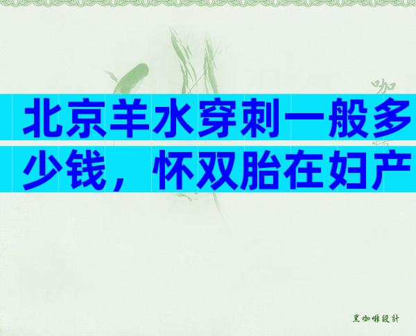 北京羊水穿刺一般多少钱，怀双胎在妇产医院做羊穿约花1万！