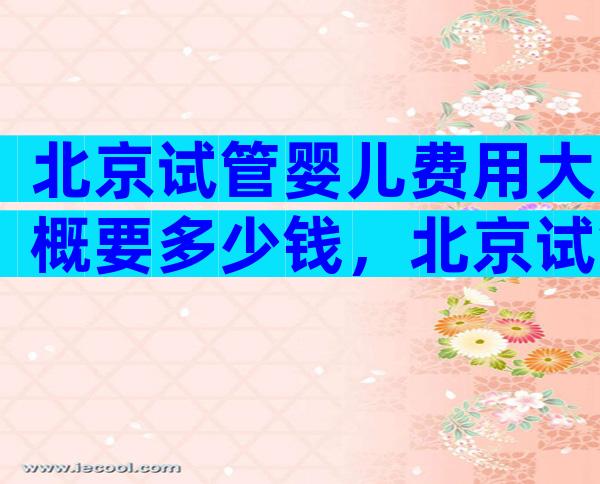 北京试管婴儿费用大概要多少钱，北京试管婴儿费用大约多少