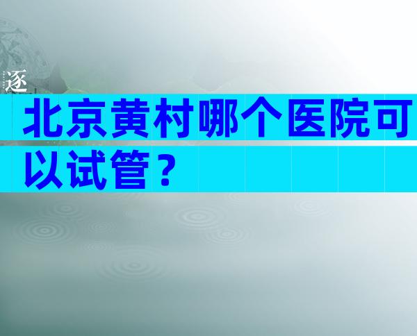北京黄村哪个医院可以试管？