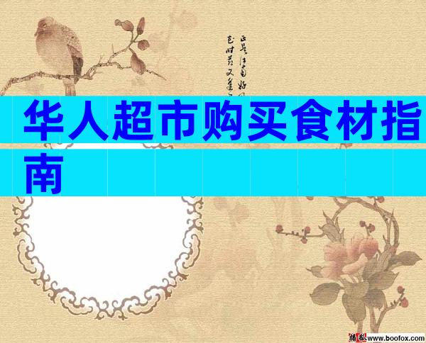 华人超市购买食材指南
