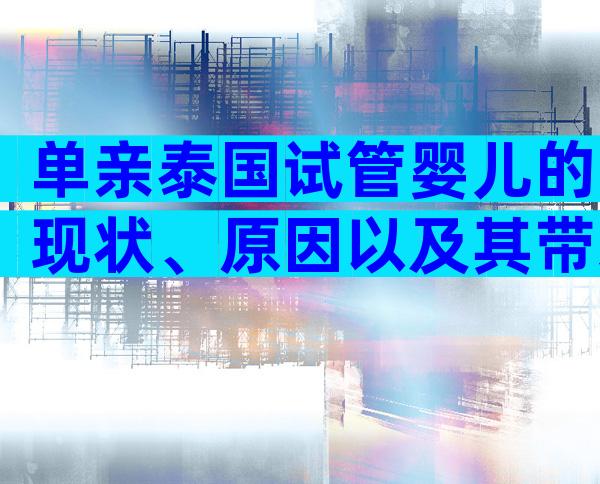 单亲泰国试管婴儿的现状、原因以及其带来的影响。