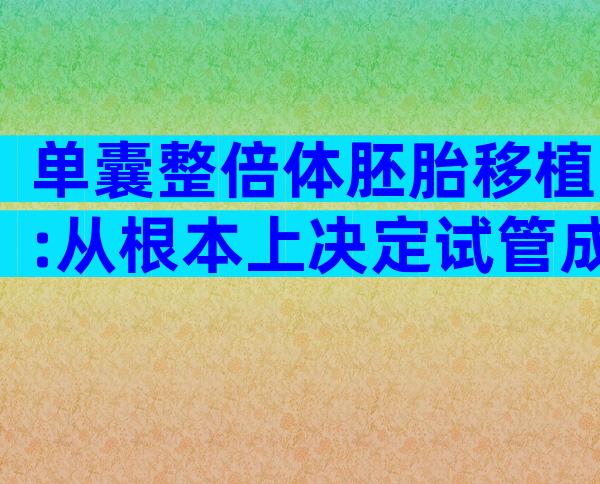 单囊整倍体胚胎移植:从根本上决定试管成功率
