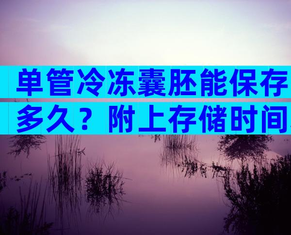 单管冷冻囊胚能保存多久？附上存储时间表