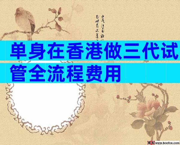 单身在香港做三代试管全流程费用