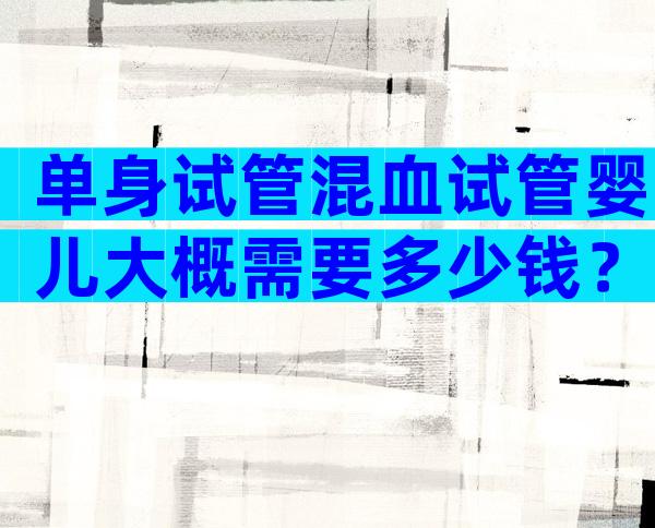 单身试管混血试管婴儿大概需要多少钱？