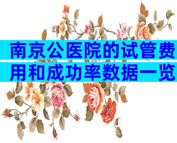 南京公医院的试管费用和成功率数据一览!