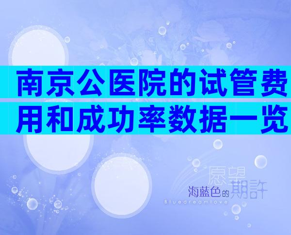 南京公医院的试管费用和成功率数据一览！