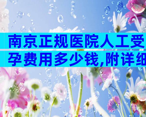 南京正规医院人工受孕费用多少钱,附详细的费用