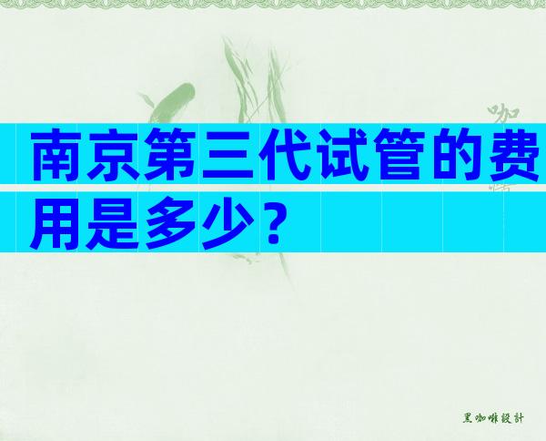 南京第三代试管的费用是多少？
