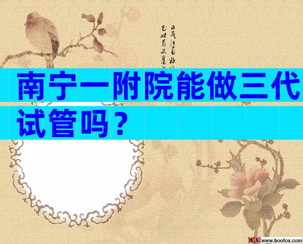 南宁一附院能做三代试管吗？
