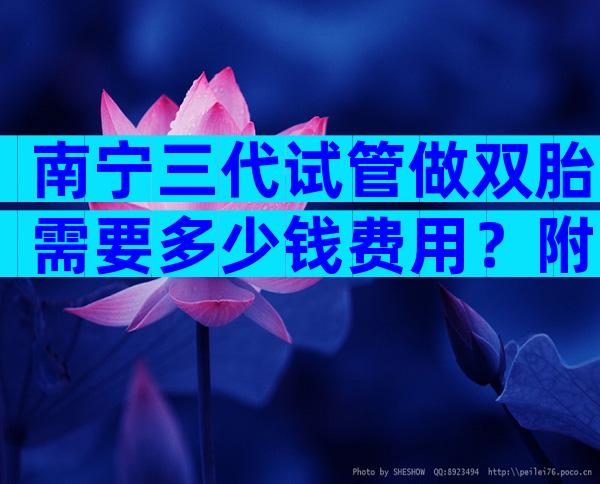 南宁三代试管做双胎需要多少钱费用？附上试管的费用清单？