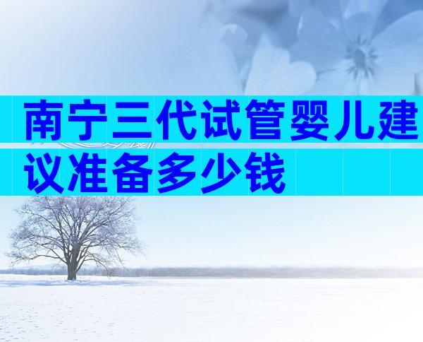 南宁三代试管婴儿建议准备多少钱