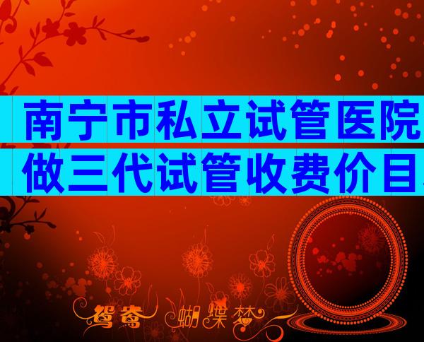 南宁市私立试管医院做三代试管收费价目表，试管一次多少钱