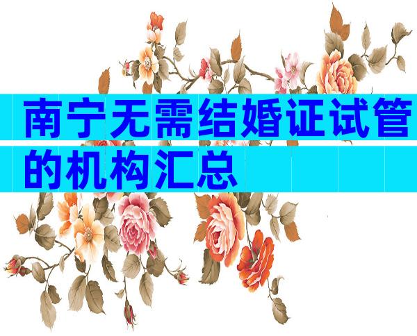 南宁无需结婚证试管的机构汇总