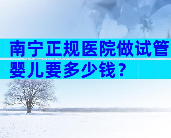 南宁正规医院做试管婴儿要多少钱？
