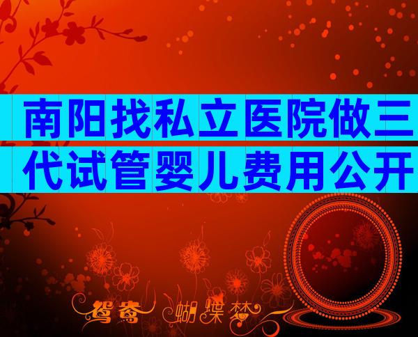 南阳找私立医院做三代试管婴儿费用公开,附患者真实费用记录
