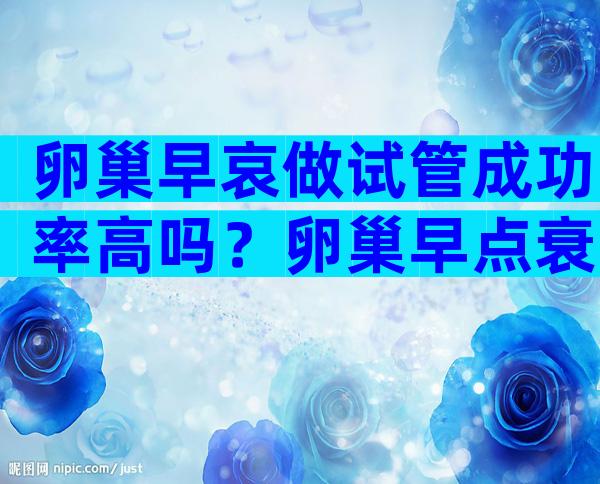 卵巢早哀做试管成功率高吗？卵巢早点衰可以做试管婴儿吗？