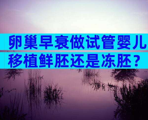 卵巢早衰做试管婴儿移植鲜胚还是冻胚？哪个成功率高呢？