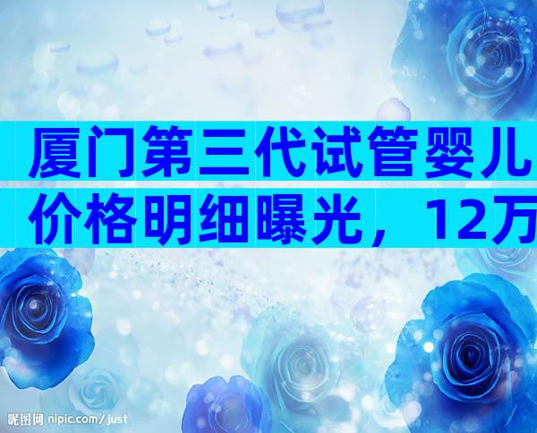 厦门第三代试管婴儿价格明细曝光，12万就够了。