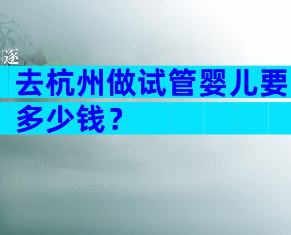 去杭州做试管婴儿要多少钱？