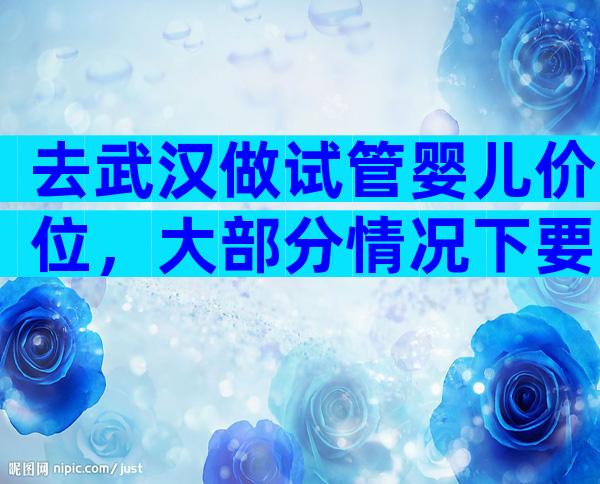 去武汉做试管婴儿价位，大部分情况下要不了20万