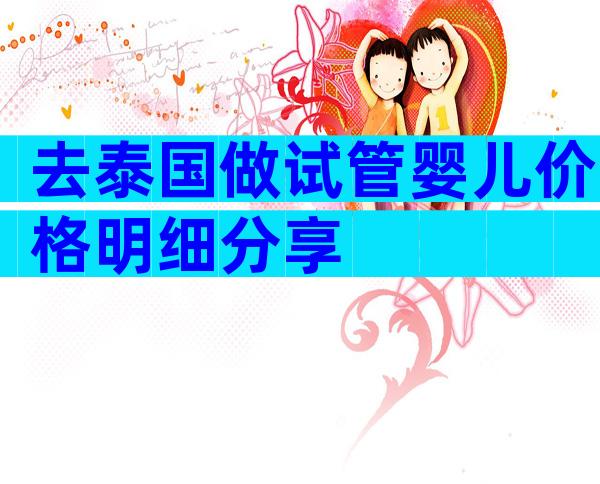 去泰国做试管婴儿价格明细分享