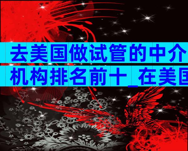 去美国做试管的中介机构排名前十_在美国做试管要多少钱!