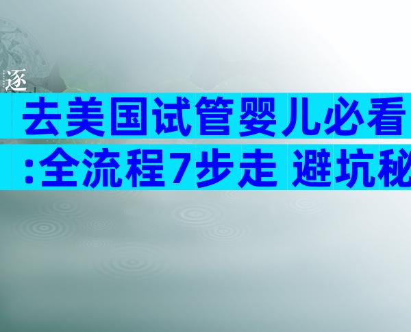 去美国试管婴儿必看:全流程7步走+避坑秘籍