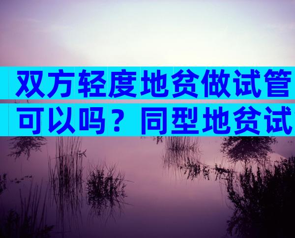 双方轻度地贫做试管可以吗？同型地贫试管三代成功率及经验分享