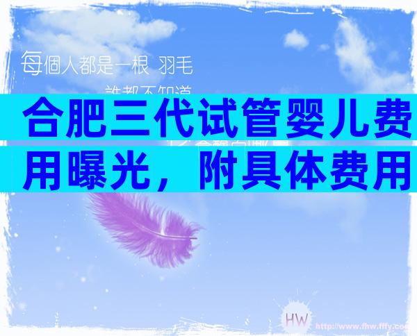 合肥三代试管婴儿费用曝光，附具体费用一览！