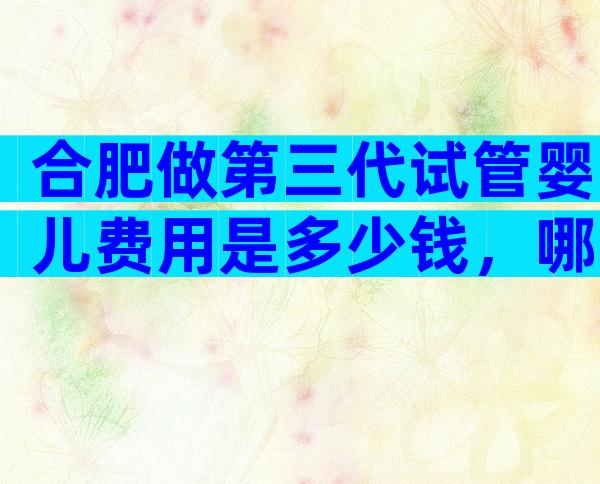 合肥做第三代试管婴儿费用是多少钱，哪医院做？