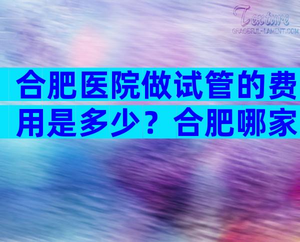 合肥医院做试管的费用是多少？合肥哪家医院做试管婴儿成功率高？