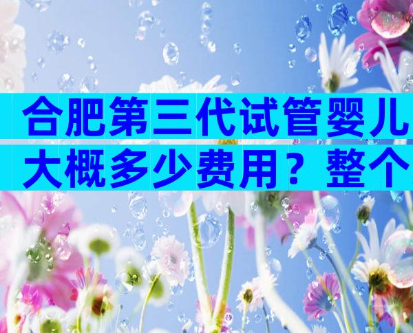 合肥第三代试管婴儿大概多少费用？整个过程15万就够了