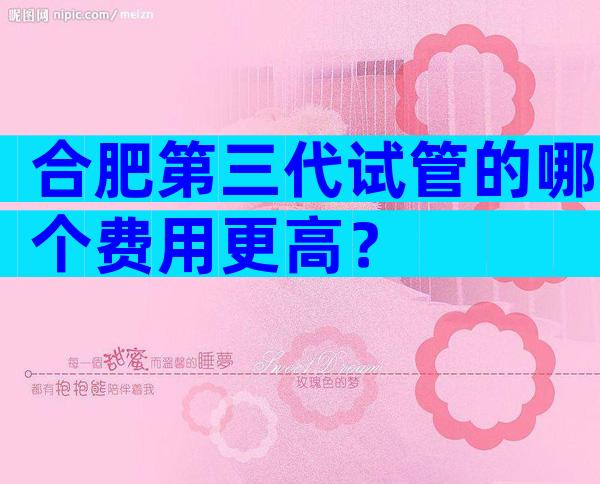 合肥第三代试管的哪个费用更高？