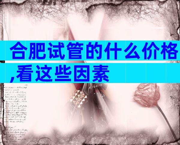 合肥试管的什么价格,看这些因素