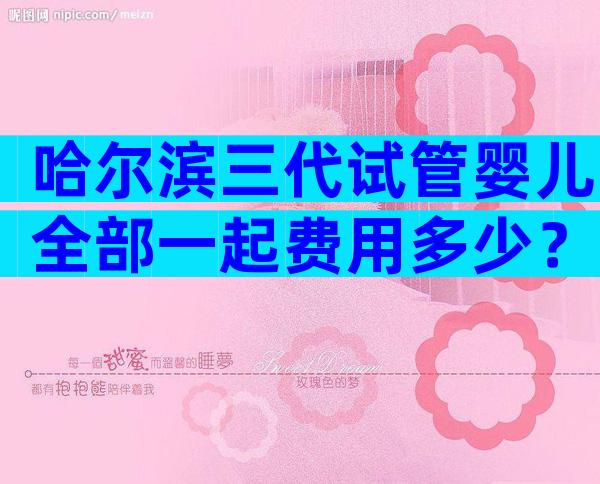 哈尔滨三代试管婴儿全部一起费用多少？2024年涨价了没有？